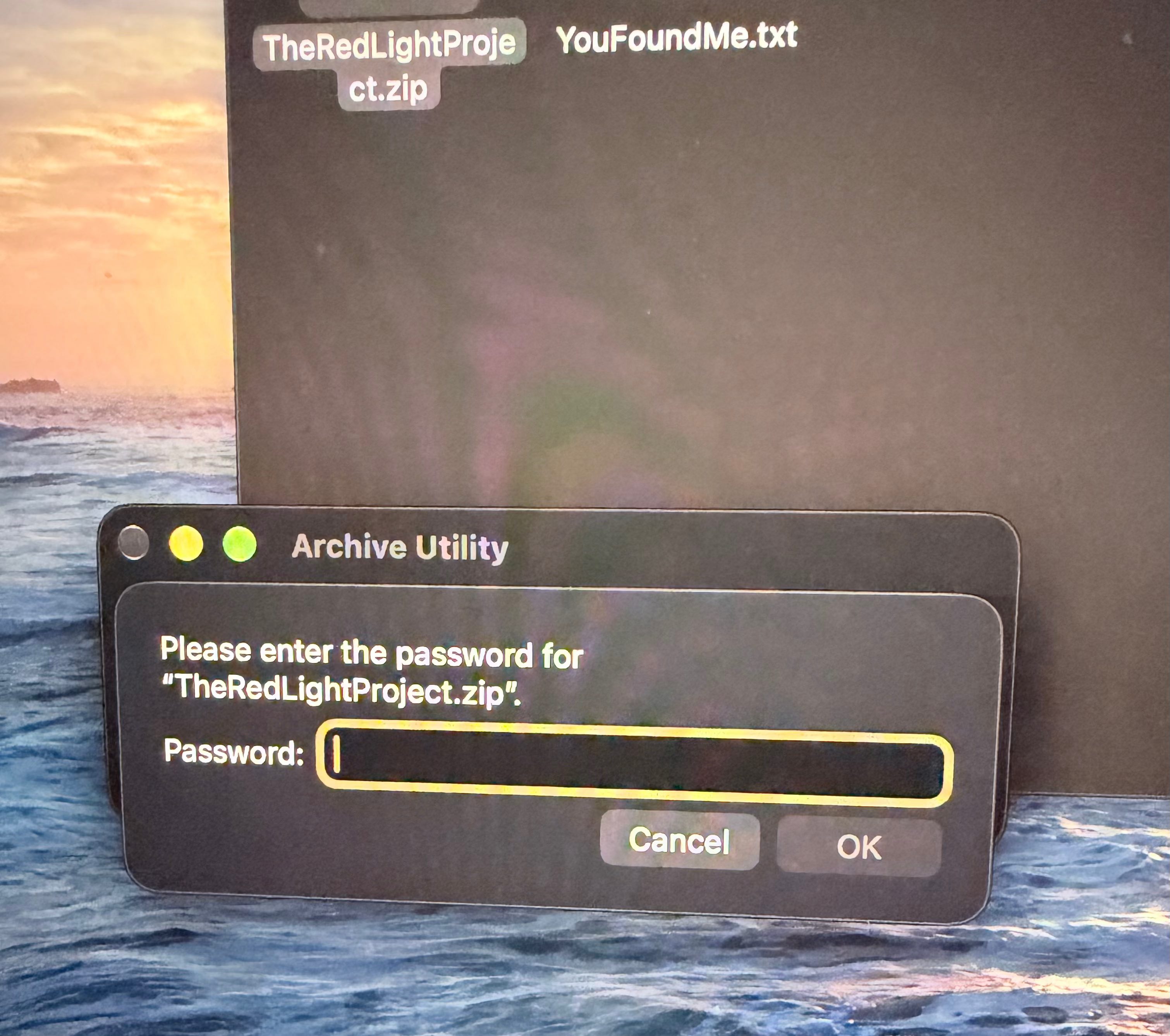 Please enter the password for "TheRedLightProject.zip" i dont know what the password is
